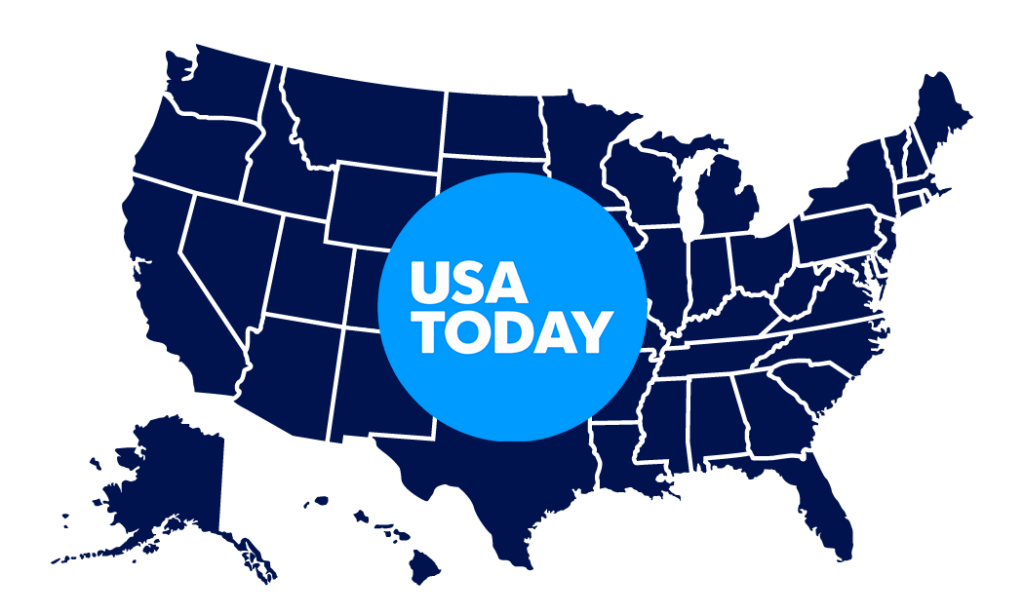 United States map outline, with USA TODAY logo in center