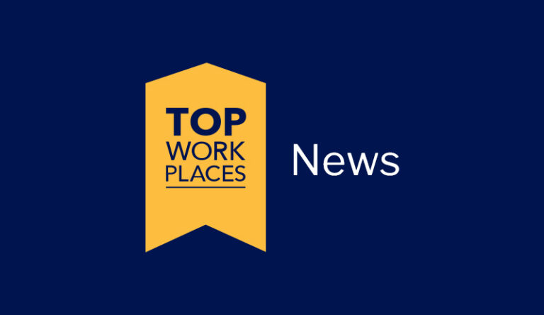 Image of Top Workplaces Chevron with blue background for Top Workplaces News Blog Post